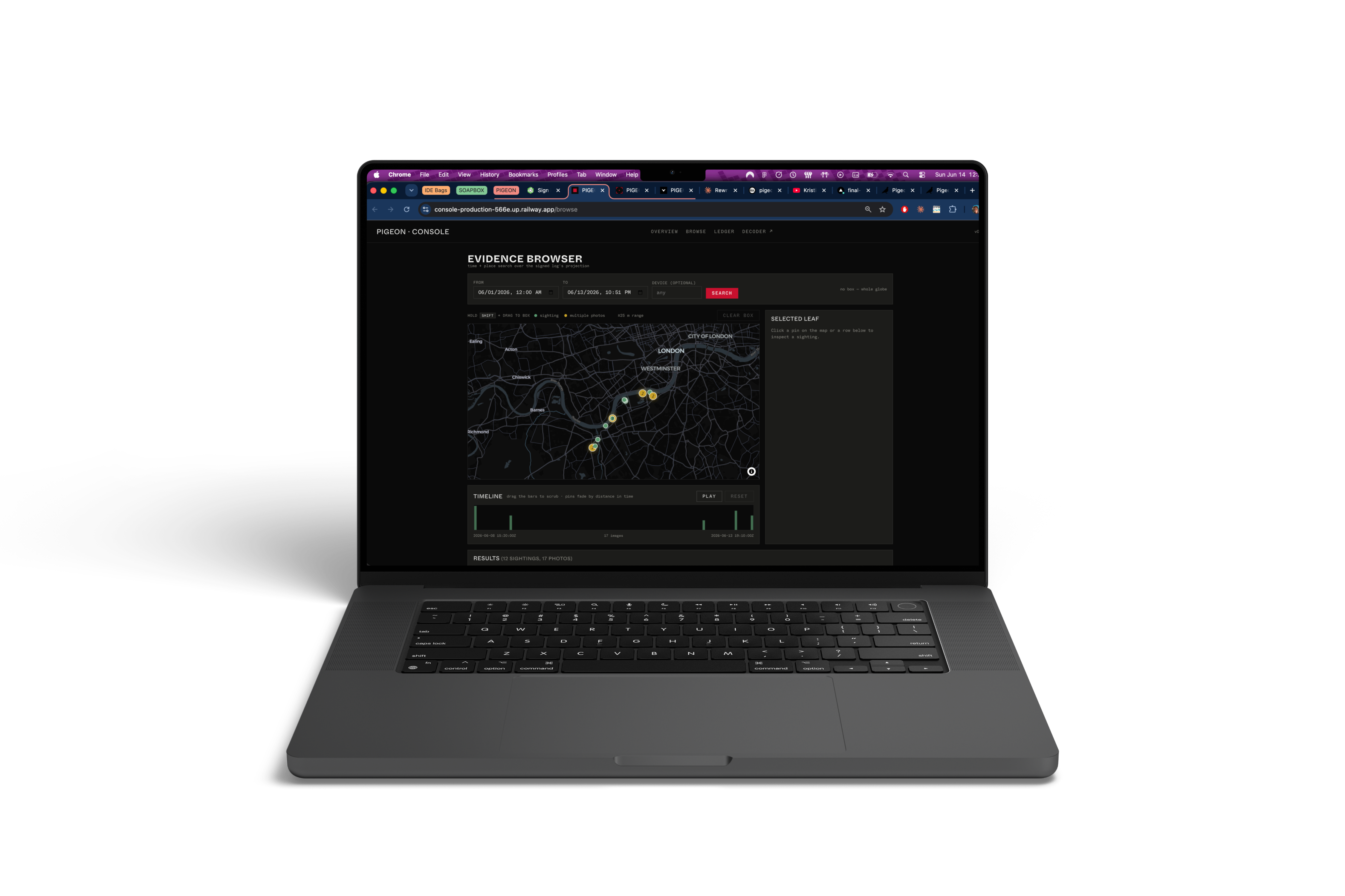 PIGEON software / map UI